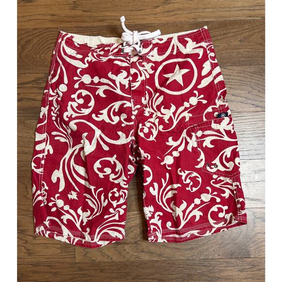 Converse One Star Circa 74 Red‎ Floral Star Logo Swim Trunks Shorts - Picture 1 of 12